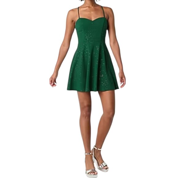 City Triangles Junior's Size 9 Dress Green and Gold Short Homecoming Wedding - Picture 1 of 16